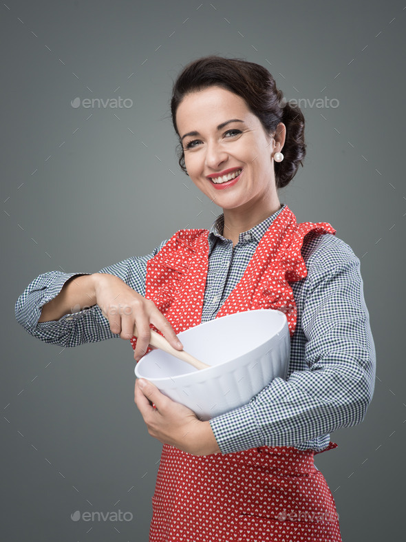 Cook mixing ingredients in a bowl