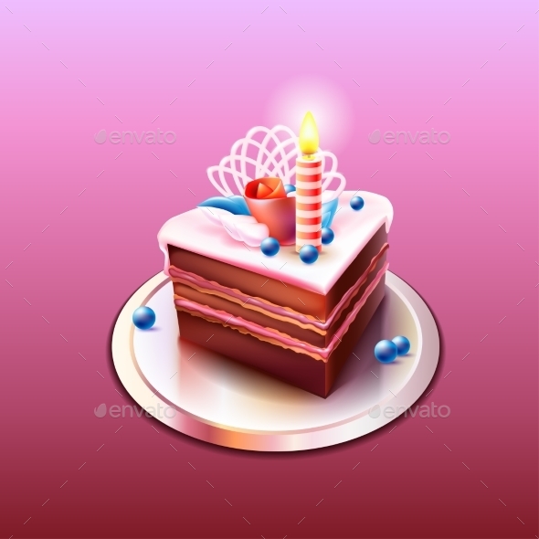GraphicRiver Chocolate Cake with Candle 9669249 GraphicRiver Chocolate Cake with Candle 9669249