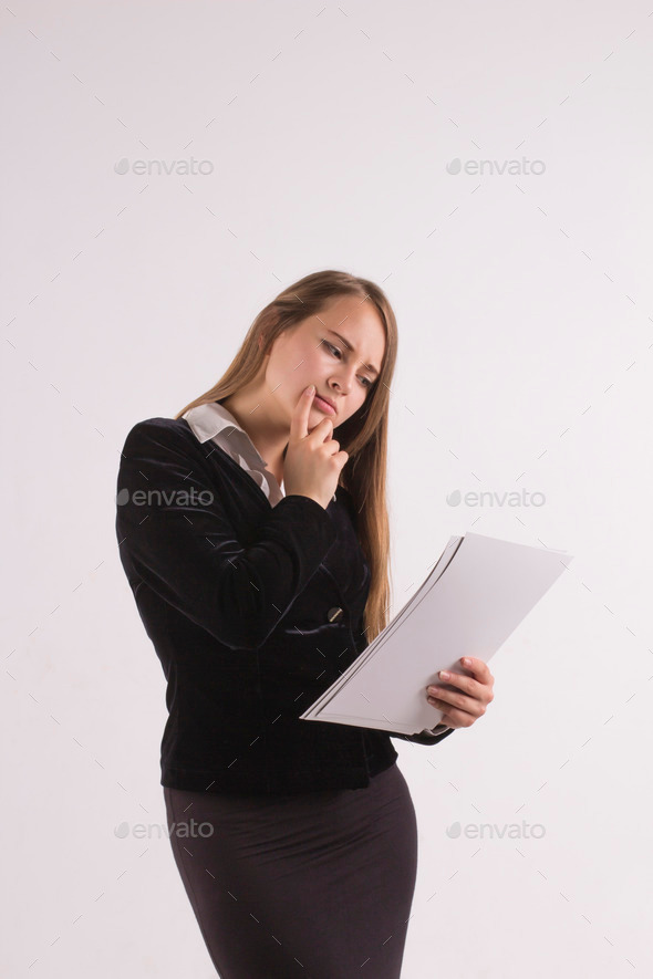 Serious Business Woman Holding A White Blank