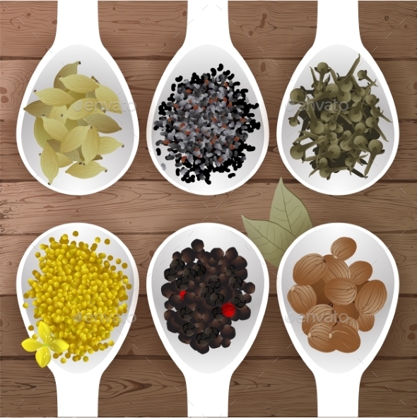 GraphicRiver Spices in Spoons 9675133 GraphicRiver Spices in Spoons 9675133