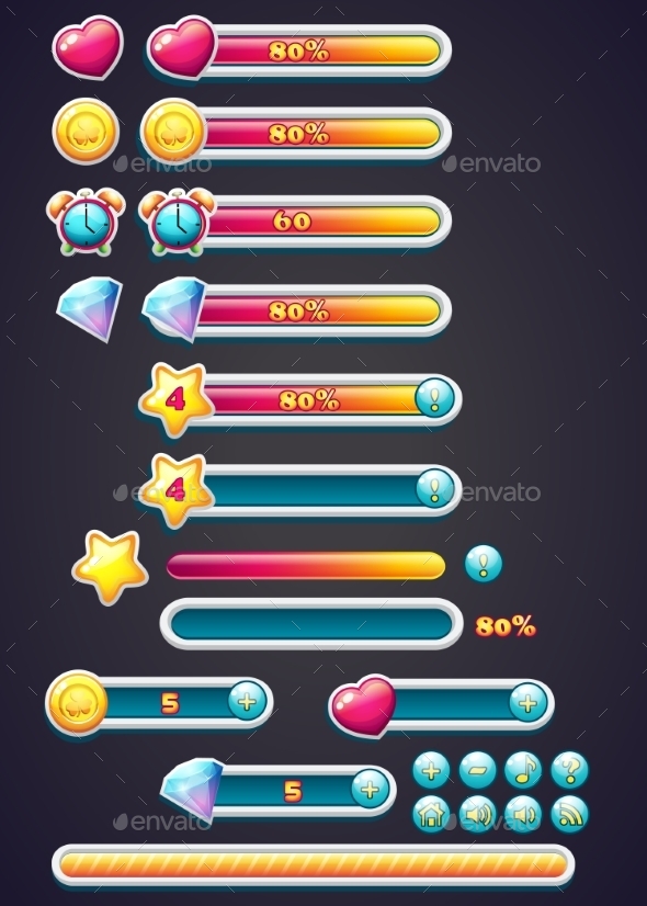 GraphicRiver Game Icons with Progress Bar 9675862 GraphicRiver Game Icons with Progress Bar 9675862