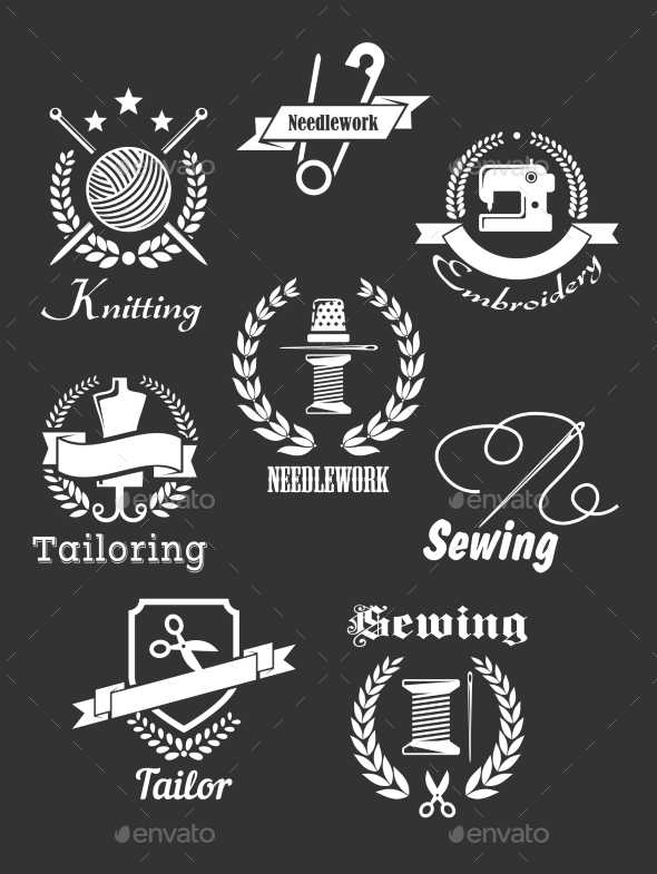 GraphicRiver White Handicraft Icons on Black 9677459 GraphicRiver White Handicraft Icons on Black 9677459