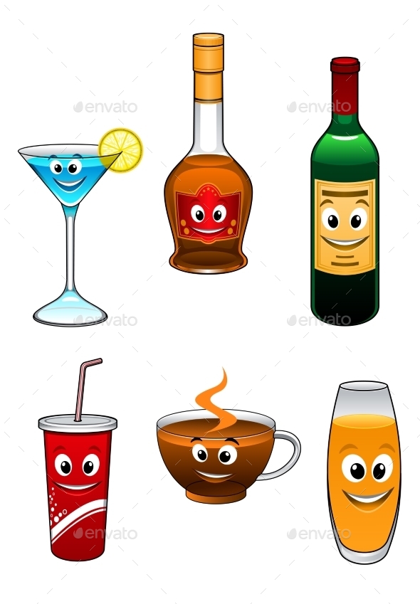 GraphicRiver Drinks and Beverage Cartoon Characters 9677463 GraphicRiver Drinks and Beverage Cartoon Characters 9677463