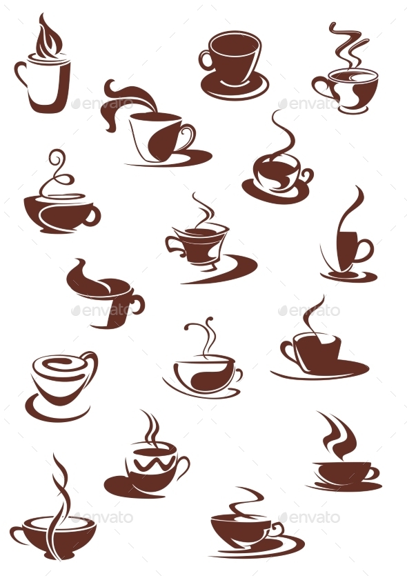 GraphicRiver Set of Hot Coffee Sketches 9677481 GraphicRiver Set of Hot Coffee Sketches 9677481