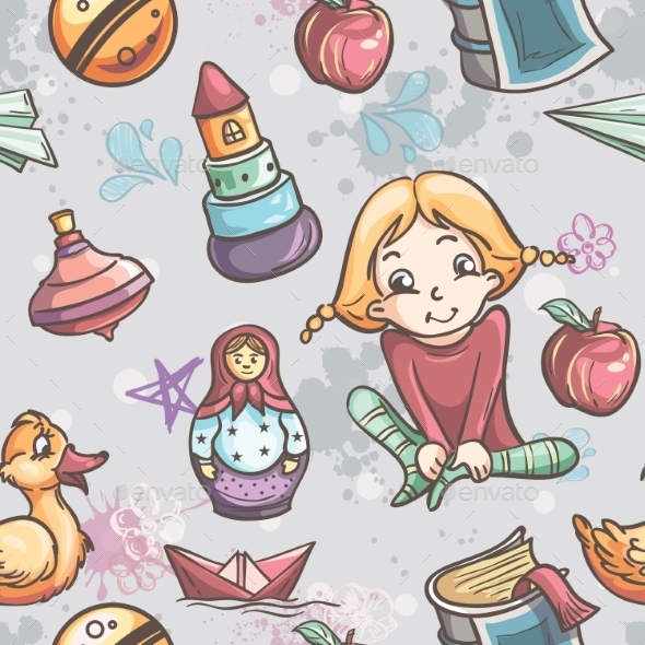 GraphicRiver Children with Toys Pattern 9677932 GraphicRiver Children with Toys Pattern 9677932