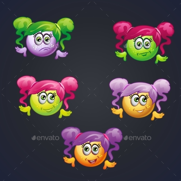 GraphicRiver Set of Smilies Girls with Different Emotions 9677952 GraphicRiver Set of Smilies Girls with Different Emotions 9677952