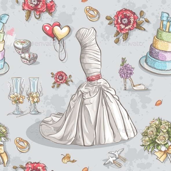 GraphicRiver Seamless Texture with Wedding Elements 9677974 GraphicRiver Seamless Texture with Wedding Elements 9677974