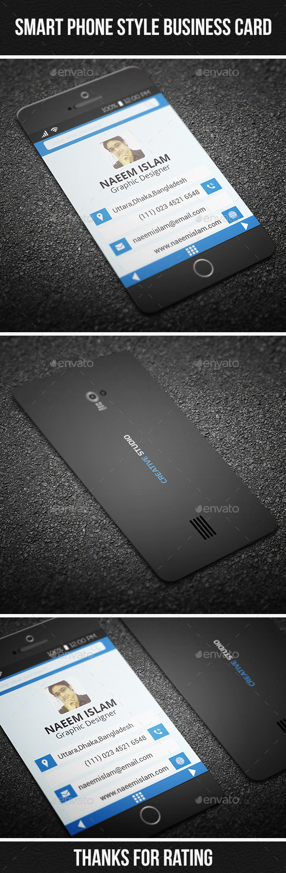 Smart Phone Style Business Card (Real Objects)