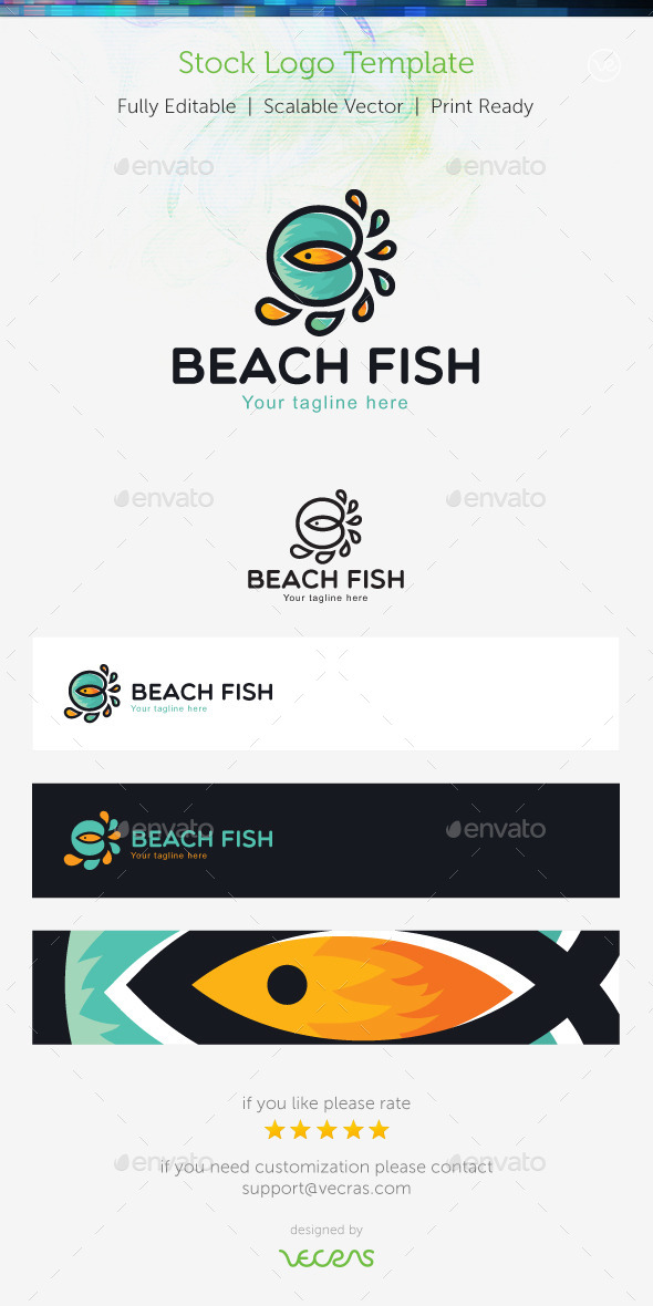 GraphicRiver Beach Fish Stock Logo Template 9678802 GraphicRiver Beach Fish Stock Logo Template 9678802