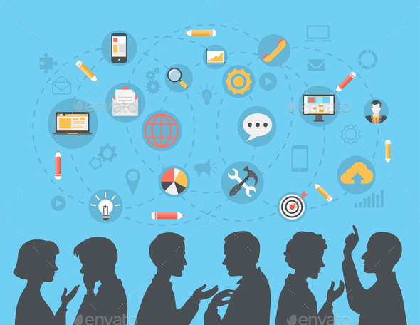 GraphicRiver Flat People Silhouettes Brainstorming 9678852 GraphicRiver Flat People Silhouettes Brainstorming 9678852
