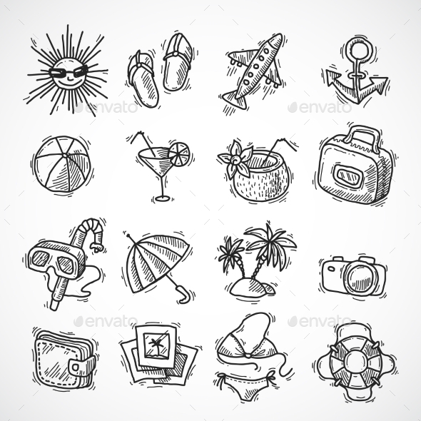 Summer Vacation Icon Set (Travel)