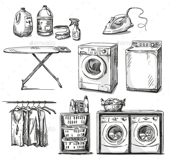 GraphicRiver Laundry Objects 9682315 GraphicRiver Laundry Objects 9682315