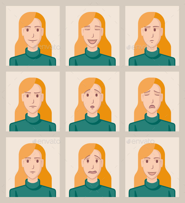 GraphicRiver Facial Expressions of a Young Woman 9655746 GraphicRiver Facial Expressions of a Young Woman 9655746