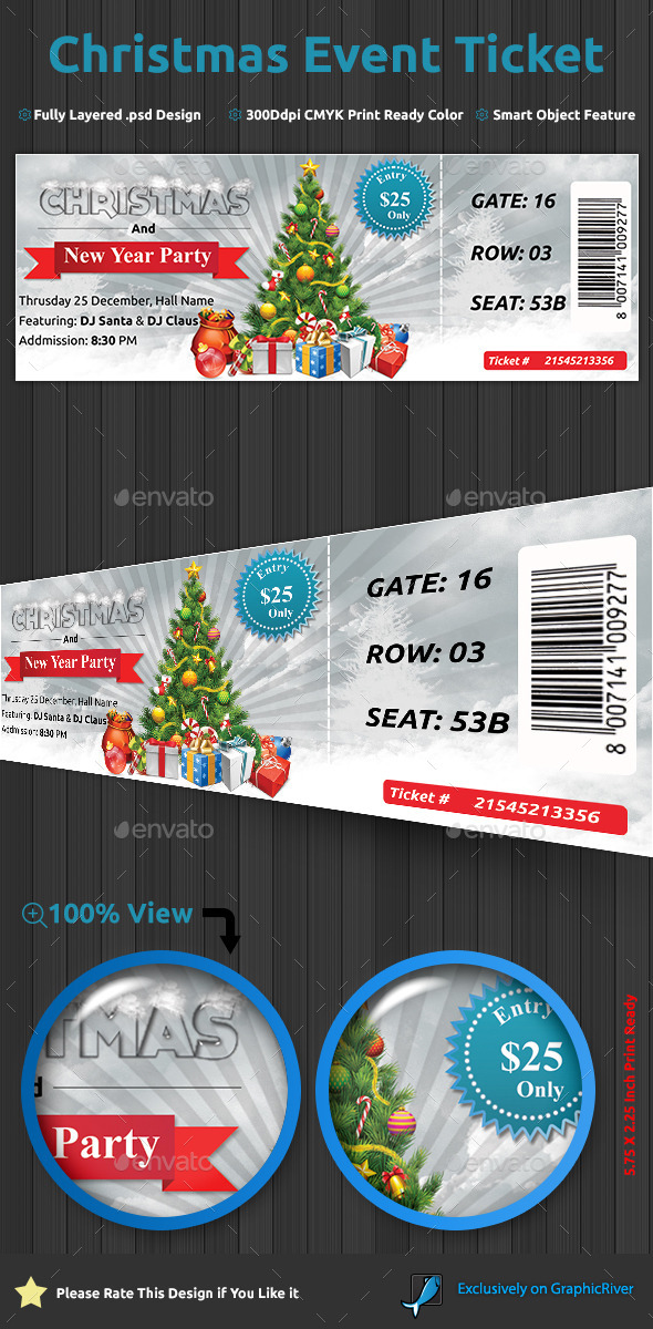 GraphicRiver Christmas Event Ticket 9683328 GraphicRiver Christmas Event Ticket 9683328