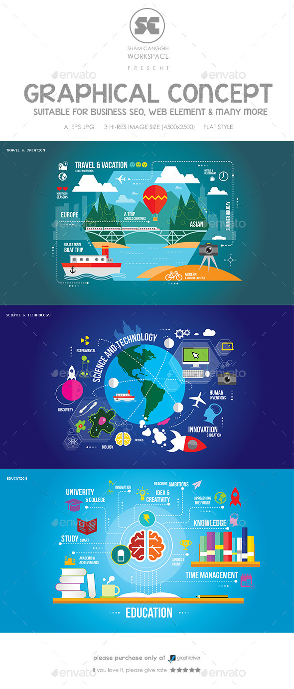 GraphicRiver Flat Concept for Education Science & Travel 9683912 GraphicRiver Flat Concept for Education Science & Travel 9683912