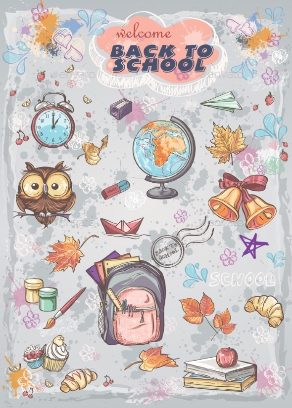 GraphicRiver Autumn and School Elements 9684151 GraphicRiver Autumn and School Elements 9684151