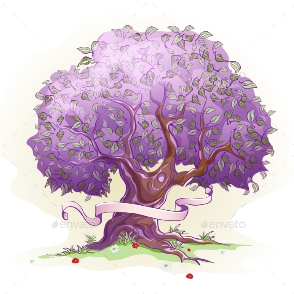 GraphicRiver Purple Tree with Ribbon 9684271 GraphicRiver Purple Tree with Ribbon 9684271