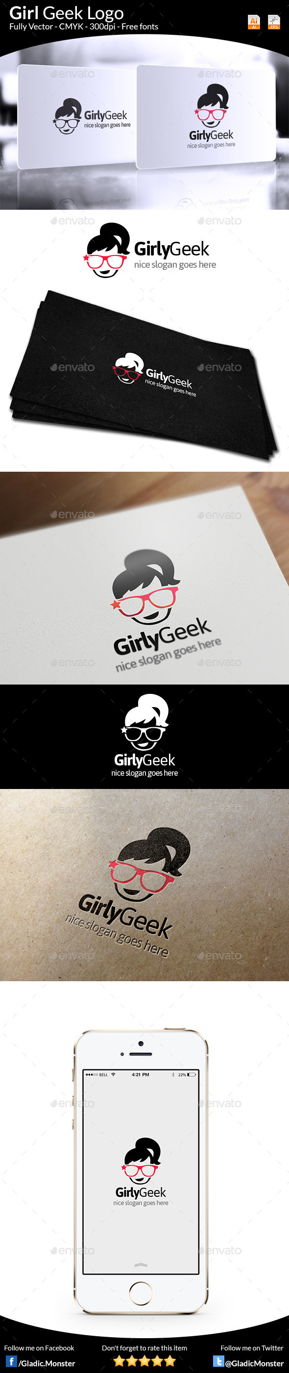 GraphicRiver Girl Geek Logo 9684389 GraphicRiver Girl Geek Logo 9684389