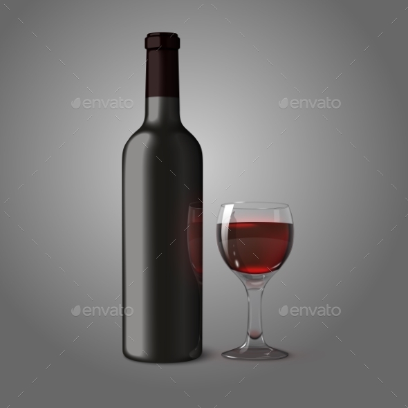 Blank Bottle for Red Wine with Glass Blank Bottle for Red Wine with Glass