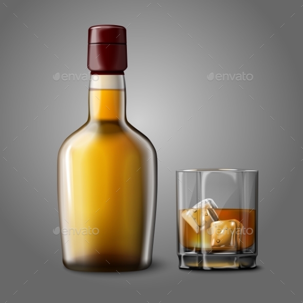GraphicRiver Blank Bottle with Glass of Whiskey 9686831 GraphicRiver Blank Bottle with Glass of Whiskey 9686831
