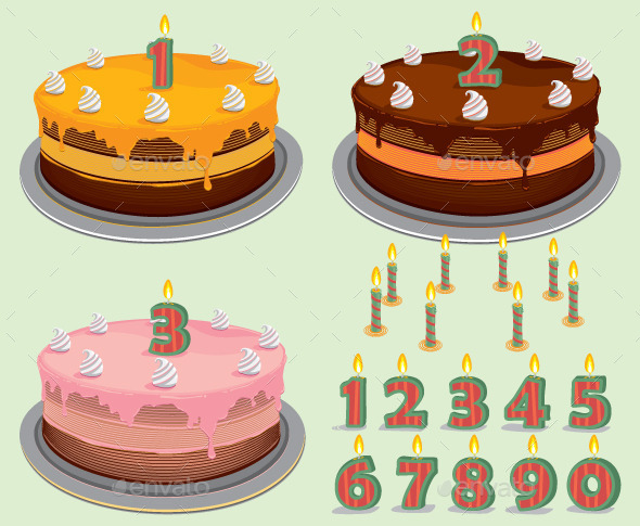 Birthday Cake with Number Candles (Birthdays)