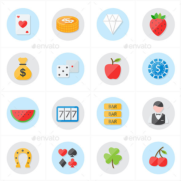 Flat Icons For Casino Icons and Game Icons Vector Flat Icons For Casino Icons and Game Icons Vector