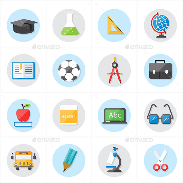 GraphicRiver Flat Icons For Education and School 9688940 GraphicRiver Flat Icons For Education and School 9688940