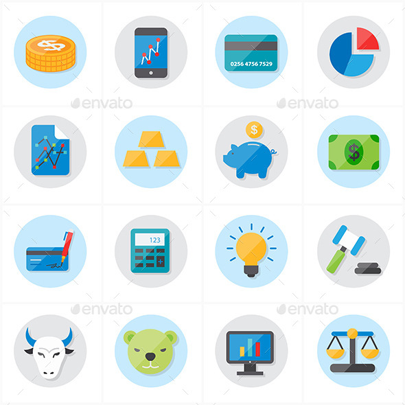 GraphicRiver Flat Icons For Finance Business 9688953 GraphicRiver Flat Icons For Finance Business 9688953