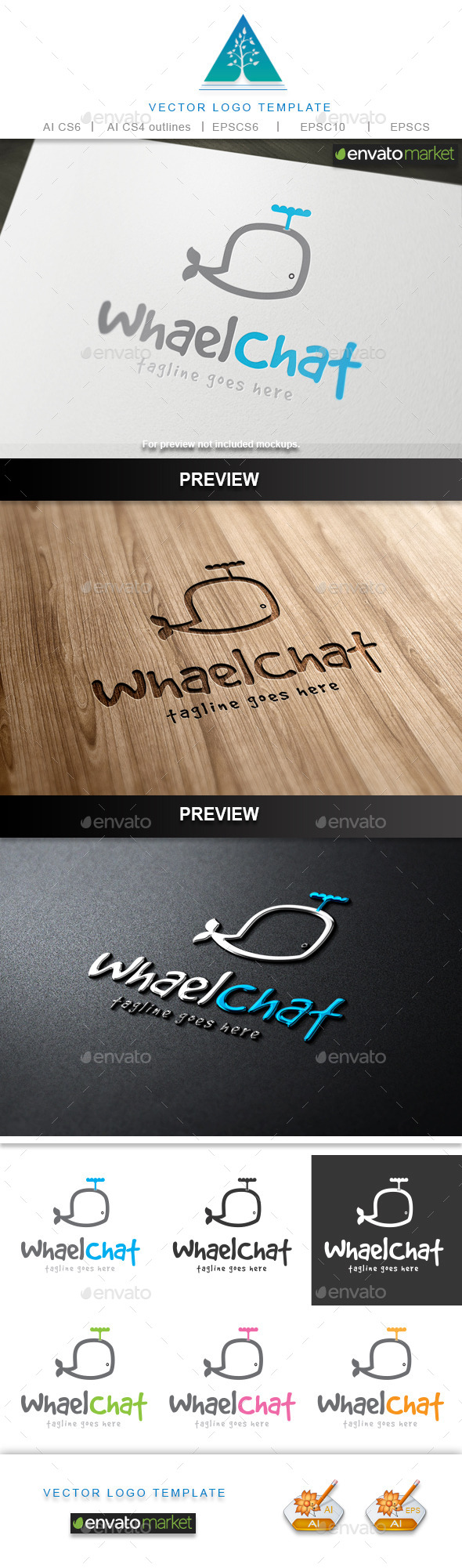 GraphicRiver Whale Chat Logo 9689638 GraphicRiver Whale Chat Logo 9689638