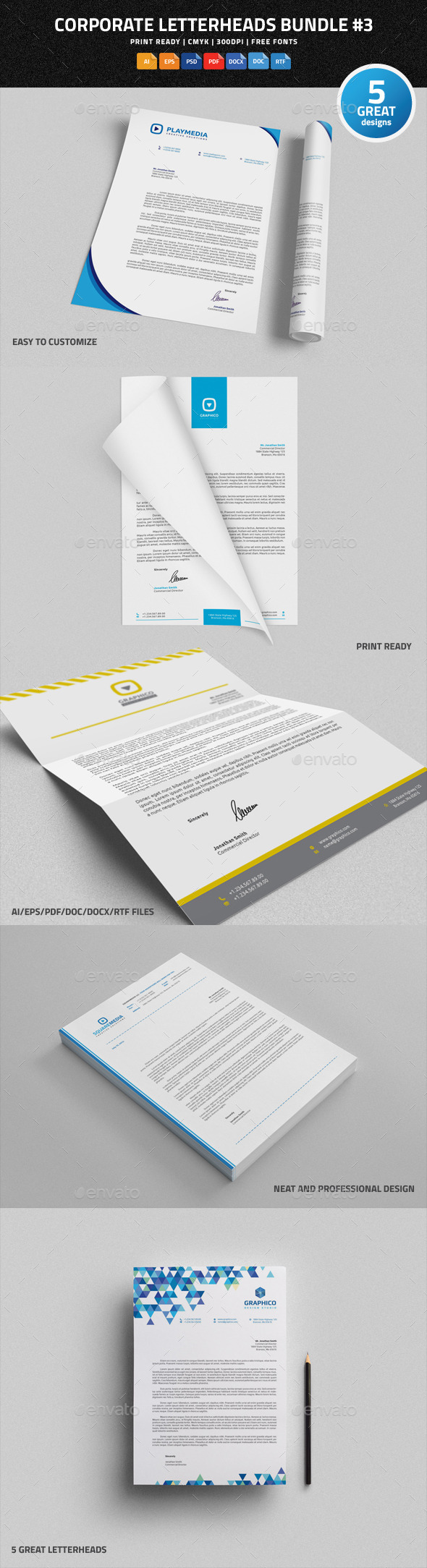 GraphicRiver Corporate Letterheads Bundle #3 9689983 GraphicRiver Corporate Letterheads Bundle #3 9689983