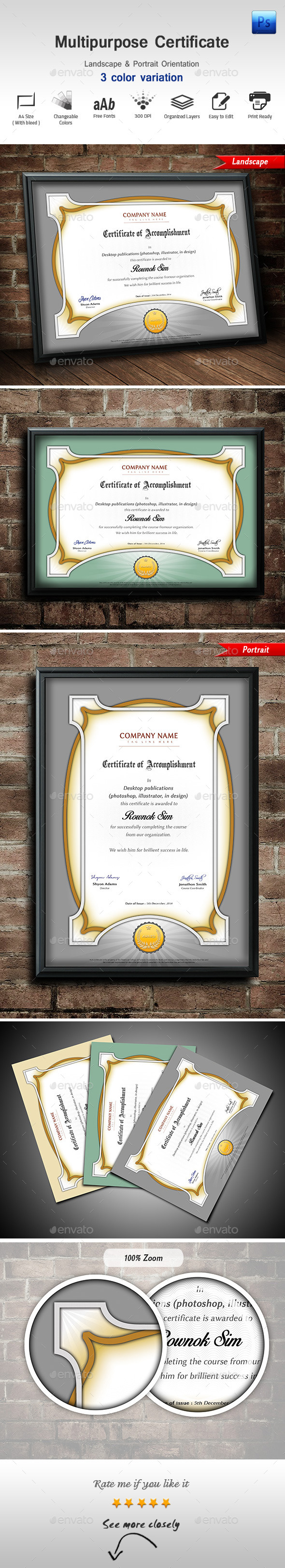 Multipurpose Certificate Multipurpose Certificate