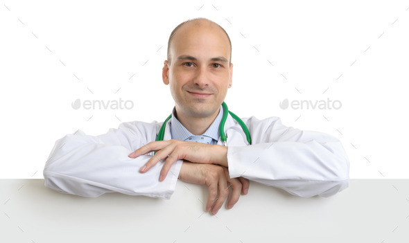 doctor showing blank banner (Misc) Photo Download