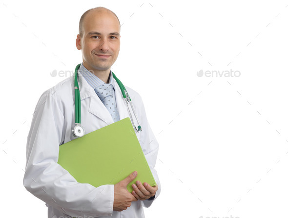 smiling doctor with folder (Misc) Photo Download