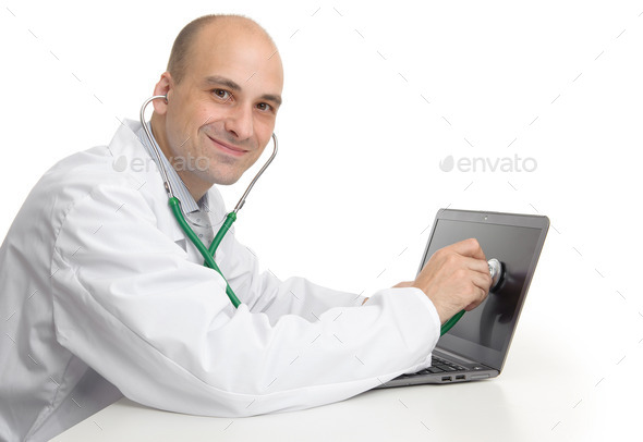 handsome doktor with laptop (Misc) Photo Download