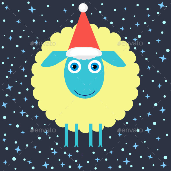 Flat Design Christmas Lamb (Animals)