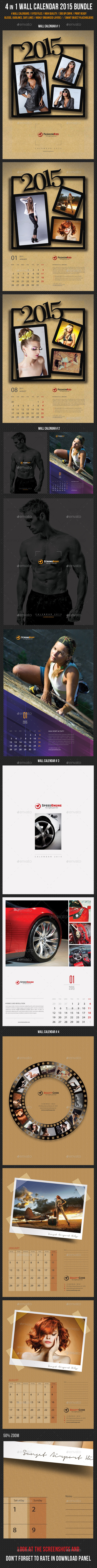 GraphicRiver 4 in 1 Wall Calendar 2015 Bundle 9693453 GraphicRiver 4 in 1 Wall Calendar 2015 Bundle 9693453