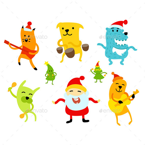 GraphicRiver Funny New Year Musicians Animals 9693965 GraphicRiver Funny New Year Musicians Animals 9693965