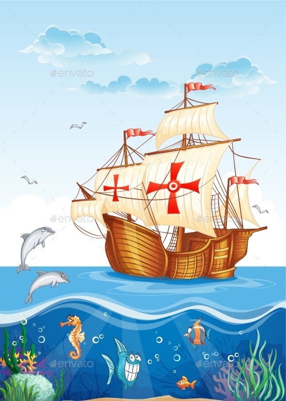 GraphicRiver Ship with Seascape 9695123 GraphicRiver Ship with Seascape 9695123