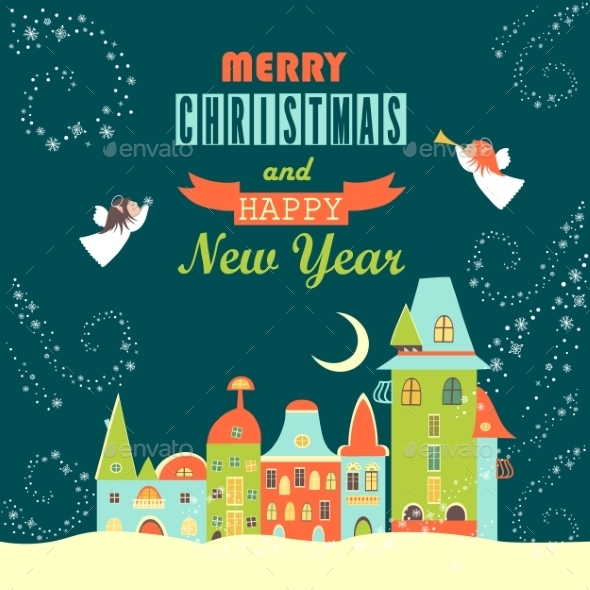GraphicRiver Two Angels Above Cityscape 9695156 GraphicRiver Two Angels Above Cityscape 9695156