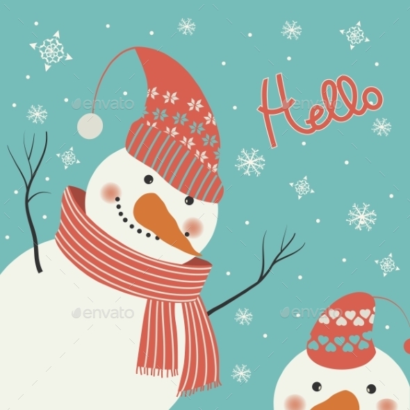 GraphicRiver Snowman Says Hello 9695163 GraphicRiver Snowman Says Hello 9695163