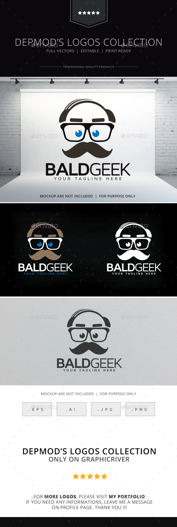 GraphicRiver Bald Geek Logo 9695395 GraphicRiver Bald Geek Logo 9695395