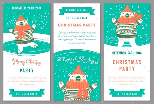 Christmas Party Invitations in Cartoon Style Christmas Party Invitations in Cartoon Style
