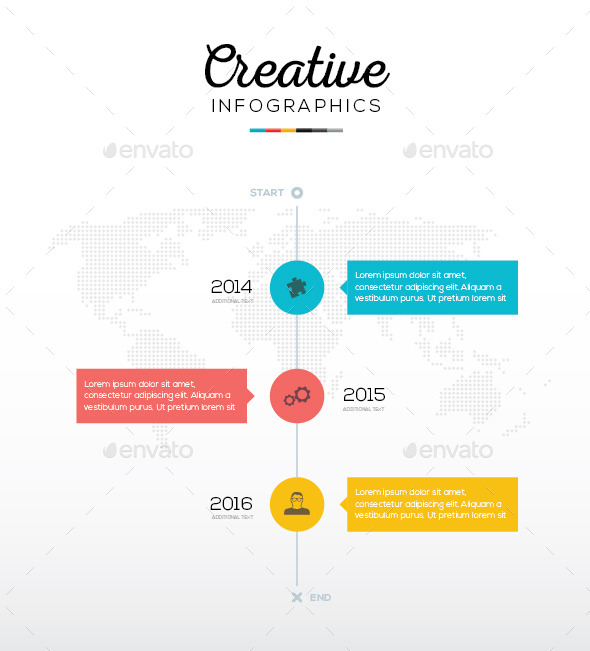 Flat Timeline Infographic With Three Options