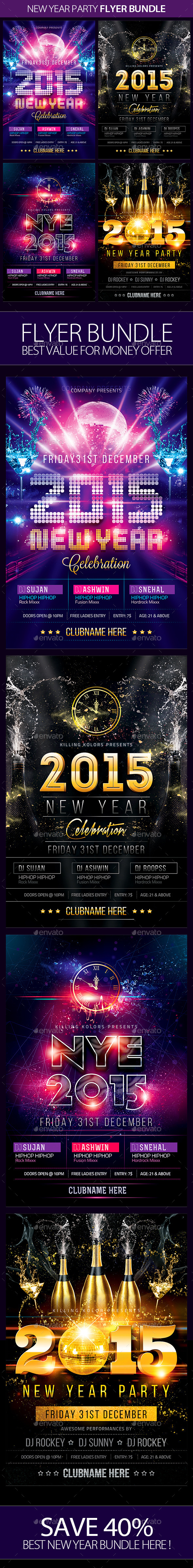 New Year Party Flyer Bundle (Clubs & Parties)