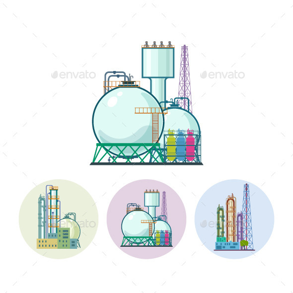GraphicRiver Chemical Plant Refinery Processing Icons 9702467 GraphicRiver Chemical Plant Refinery Processing Icons 9702467
