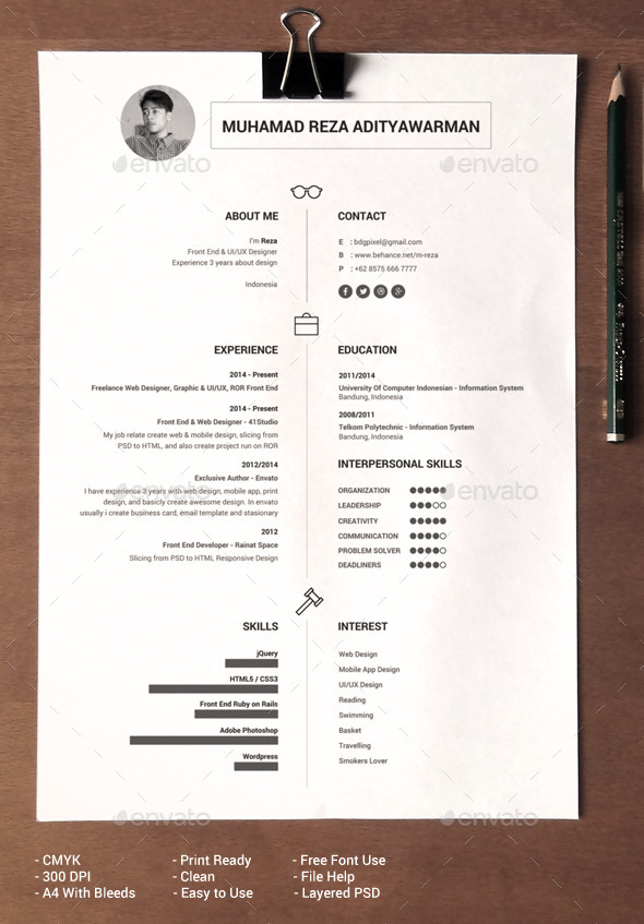 GraphicRiver Clean Resume 9702581 GraphicRiver Clean Resume 9702581