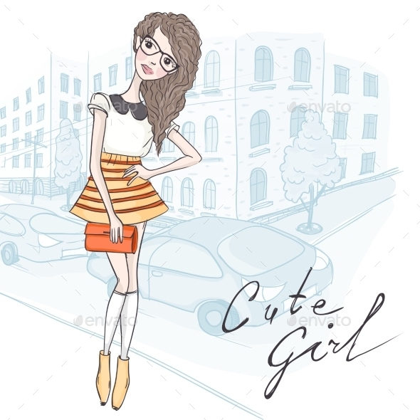 GraphicRiver Hipster Fashion Girl 9702724 GraphicRiver Hipster Fashion Girl 9702724