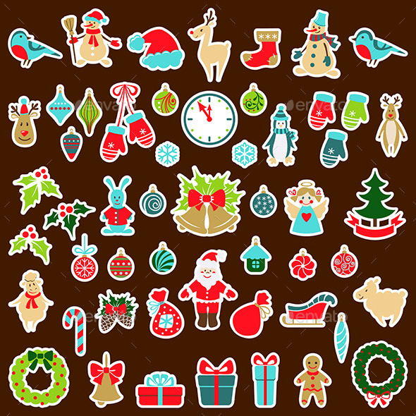 GraphicRiver Set of Christmas Stickers 9702971 GraphicRiver Set of Christmas Stickers 9702971