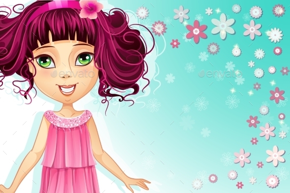 GraphicRiver Floral Background with a Girl 9702982 GraphicRiver Floral Background with a Girl 9702982