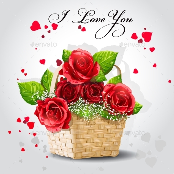 GraphicRiver Red Roses in a Basket 9703003 GraphicRiver Red Roses in a Basket 9703003